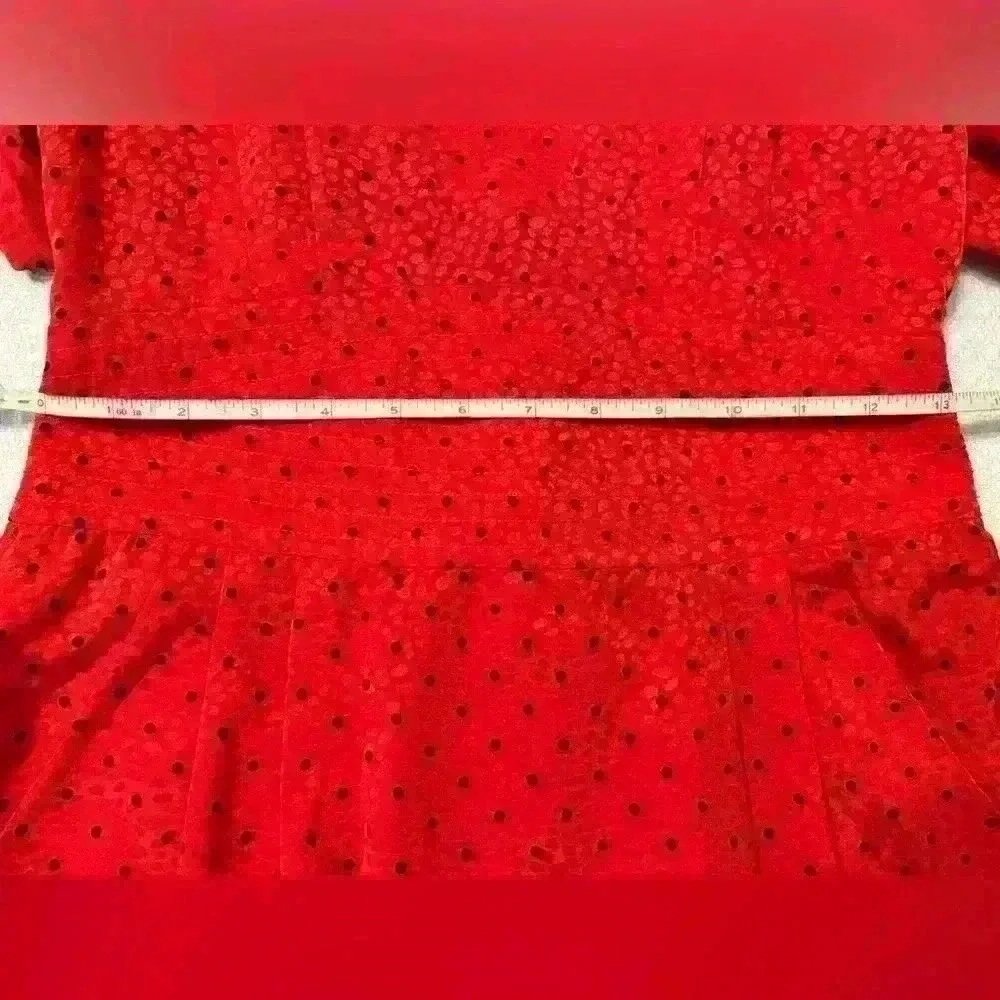Vintage 70s 80s Liz Claiborne Red Button Back Polka Dot Dress Size 4 - Picture 7 of 8